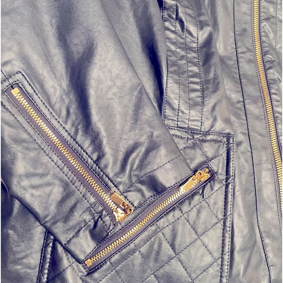 jones new york womens jacket faux leather navy size 1X - Picture 5 of 10